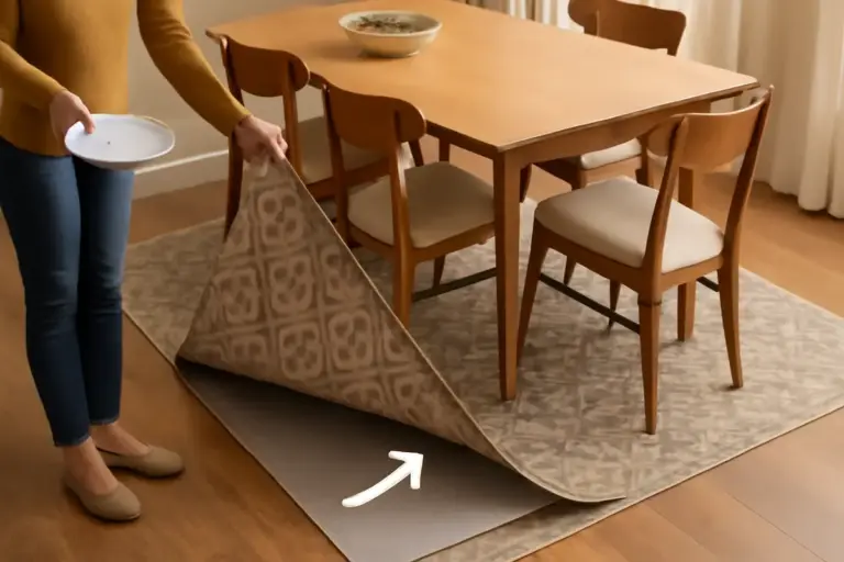 Come scegliere il tappeto giusto per sala pranzo: il dettaglio che evita macchie e scivolamenti